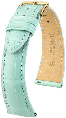 Leren riempje Hirsch London 04307181-7, blauw, alligator huid, Quick Release