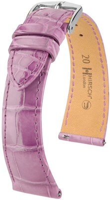 Leren riempje Hirsch London 04307187-2, paars, alligator huid, Quick Release