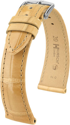 Leren riempje Hirsch London 04307190-2, beige, alligator huid, Quick Release