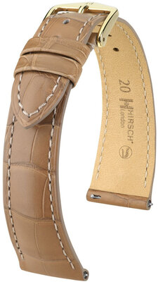 Leren riempje Hirsch London 04307199-7, beige, alligator huid, Quick Release