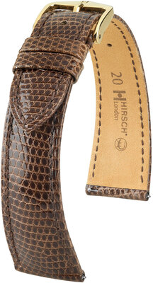 Leren riempje Hirsch London 04366110-7, bruin, hagedissenhuid, Quick Release