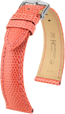 Leren riempje Hirsch London 04366122-2, roze, hagedissenhuid, Quick Release