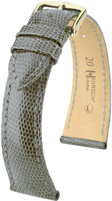Leren riempje Hirsch London 04366130-7, grijs, hagedissenhuid, Quick Release