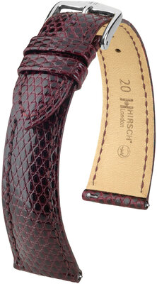 Leren riempje Hirsch London 04366160-2, rood, hagedissenhuid, Quick Release