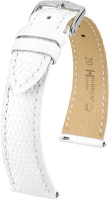 Lederen riem Hirsch London L 04366000-2, wit, hagedissenleer, lengte L, snelsluiting