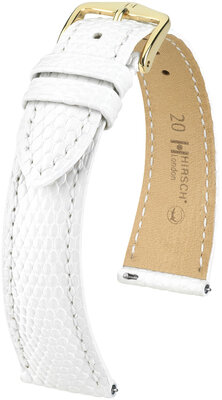 Lederen riem Hirsch London L 04366000-7, wit, hagedissenleer, lengte L, snelsluiting