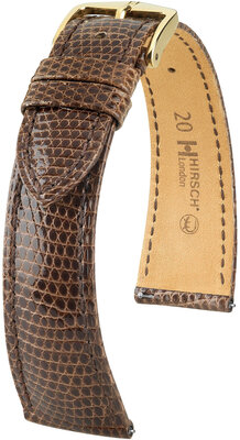 Lederen riem Hirsch London L 04366010-7, bruin, hagedissenleer, lengte L, snelsluiting