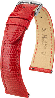 Lederen riem Hirsch London L 04366020-2, rood, hagedissenleer, lengte L, snelsluiting