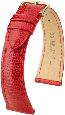 Lederen riem Hirsch London L 04366020-7, rood, hagedissenleer, lengte L, snelsluiting
