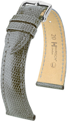Lederen riem Hirsch London L 04366030-2, grijs, hagedissenleer, lengte L, snelsluiting