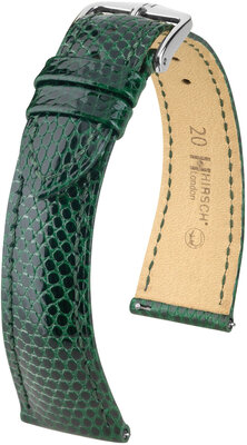 Leren riem Hirsch London L 04366040-2, groen, hagedissenleer, lengte L, snelsluiting
