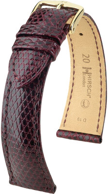 Leren riem Hirsch London L 04366060-7, paars, hagedissenleer, lengte L, snelsluiting