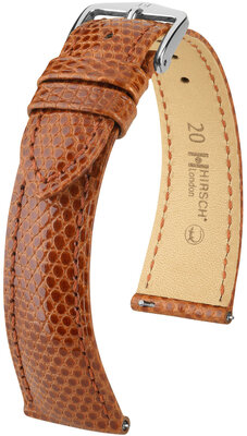 Lederen riem Hirsch London L 04366070-2, bruin, hagedissenleer, lengte L, snelsluiting