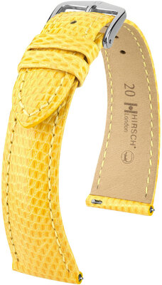Lederen riem Hirsch London L 04366072-2, geel, hagedissenleer, lengte L, snelsluiting