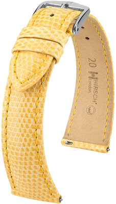 Lederen riem Hirsch London L 04366073-2, geel, hagedissenleer, lengte L, snelsluiting