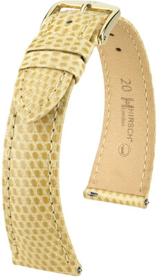 Lederen riem Hirsch London L 04366090-7, beige, hagedissenleer, lengte L, snelsluiting