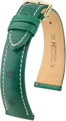 Leren riem Hirsch Massai Ostrich L 04362041-7, groen, struisvogelleer, lengte L, snelsluiting