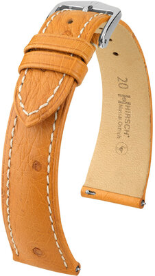 Lederen riem Hirsch Massai Ostrich L 04362074-2, bruin, struisvogelleer, lengte L, snelsluiting