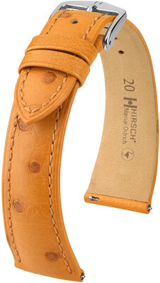 Lederen riem Hirsch Massai Ostrich L 04362075-2, bruin, struisvogelleer, lengte L, snelsluiting