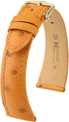 Lederen riem Hirsch Massai Ostrich L 04362075-7, bruin, struisvogelleer, lengte L, snelsluiting