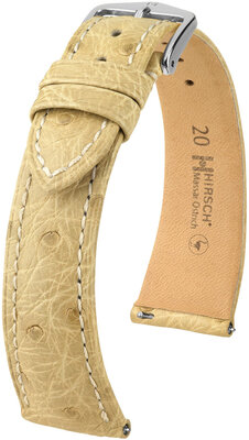 Lederen riem Hirsch Massai Ostrich L 04362090-2, beige, struisvogelleer, lengte L, snelsluiting