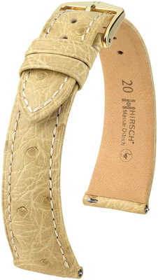 Lederen riem Hirsch Massai Ostrich L 04362090-7, beige, struisvogelleer, lengte L, snelsluiting