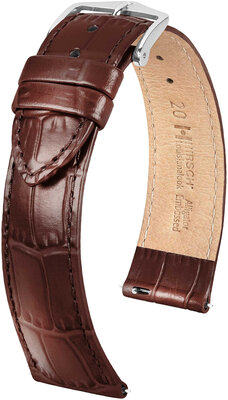 Leren horlogeband Hirsch Louisianalook L 03427010-2, bruin, kalfsleer, lengte L, Quick Release