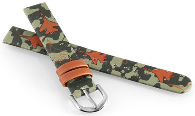 Kunstleer horlogeband JVD RJ7235.1 14mm, groen, voor kinderen