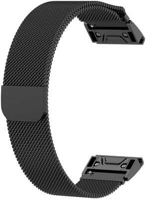 Stalen armband Ricardo 20mm (pro Garmin Fenix 8/7S/6S (43mm), aj.), zwart V2, QuickFit