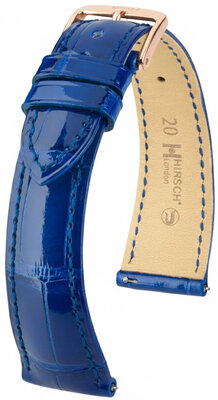 Lederen riem Hirsch London L 04307082-7, blauw, alligatorleer, lengte L, Quick Release