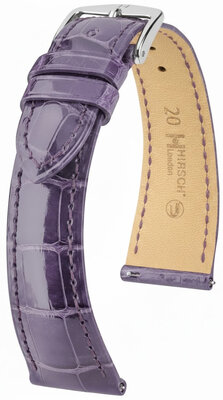 Leren horlogeband Hirsch London L 04307084-2, paars, alligatorleer, lengte L, Quick Release