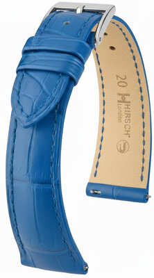 Lederen riem Hirsch London L 04307085-2, blauw, alligatorleer, lengte L, Quick Release