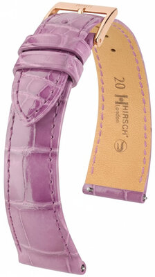 Leren horlogeband Hirsch London L 04307087-7, paars, alligatorleer, lengte L, Quick Release