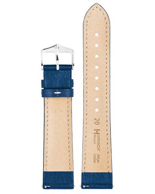 Leren horlogeband Hirsch Boston L 01302080-2, blauw, kalfleer, lengte L, Quick Release