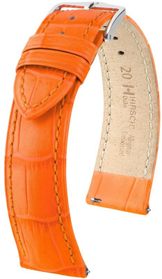 Leren riempje Hirsch Duke 01028176-2, oranje, kalf huid, Quick Release