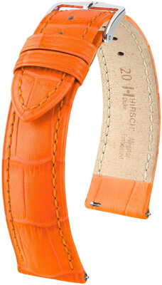 Leren horlogeband Hirsch Duke L 01028076-2, oranje, kalfsleder, lengte L, Quick Release