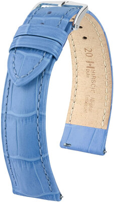 Leren horlogeband Hirsch Duke L 01028083-2, blauw, kalfsleer, lengte L, Quick Release