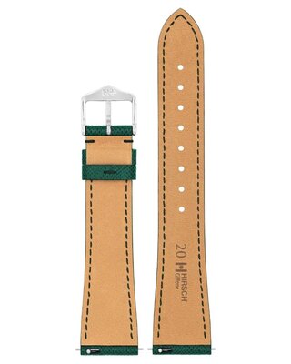 Leren horlogeband Hirsch Giffone L 01875040-2, groen, kalfleer, lengte L, Quick Release