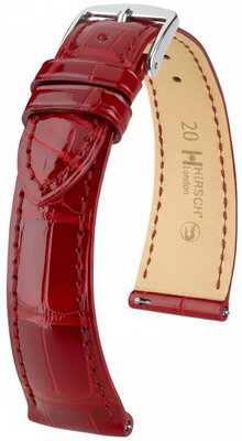 Leren riempje Hirsch London 04207120-2, rood, alligator huid, Quick Release