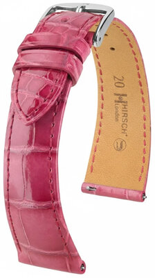 Leren riempje Hirsch London 04207124-2, roze, alligator huid, Quick Release