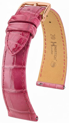 Leren riempje Hirsch London 04207124-7, roze, alligator huid, Quick Release