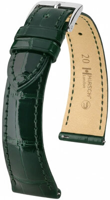 Leren riempje Hirsch London 04207141-2, groen, alligator huid, Quick Release
