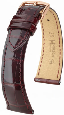 Leren riempje Hirsch London 04207160-7, rood, alligator huid, Quick Release