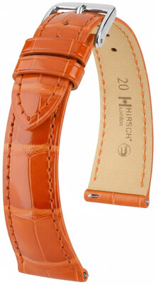 Leren riempje Hirsch London 04207177-2, oranje, alligator huid, Quick Release