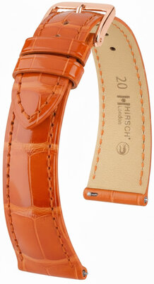 Leren riempje Hirsch London 04207177-7, oranje, alligator huid, Quick Release