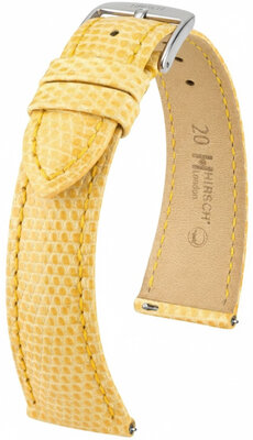 Leren riempje Hirsch London 04266173-2, geel, hagedissenhuid, Quick Release