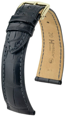 Leren horlogeband Hirsch London L 04207059NQ-1, zwart, alligatorleer, délka L