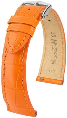 Lederen riem Hirsch London L 04207076-2, oranje, alligator leder, lengte L, Quick Release