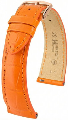 Lederen riem Hirsch London L 04207076-7, oranje, alligator leder, lengte L, Quick Release