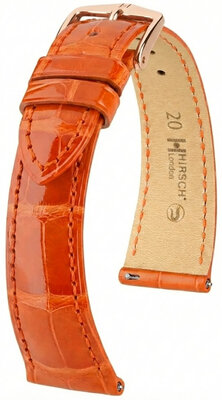 Lederen riem Hirsch London L 04207077-7, oranje, alligator leder, lengte L, Quick Release